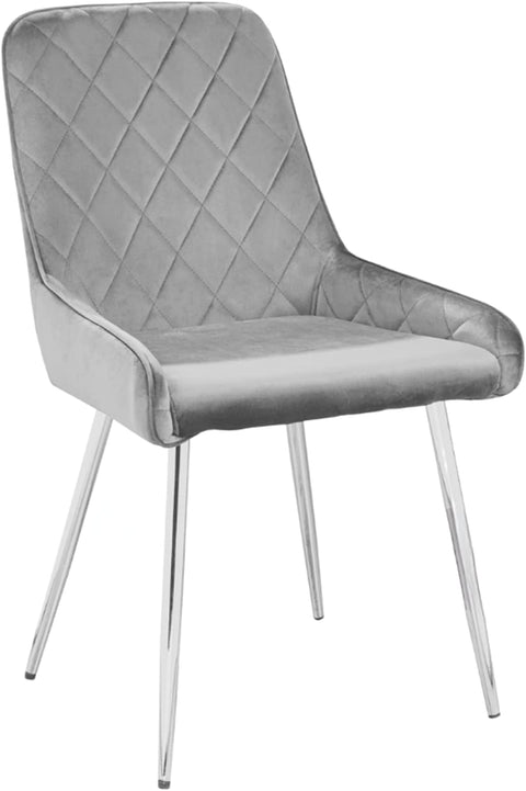 Dinning Chair in Velvet Diamond Cut pattern with Stainless Steel Legs (Set of 2)