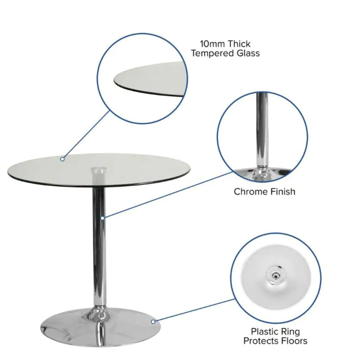 Skyler 35" Round Dining Table / Cocktail Table in Chrome Homebelongs