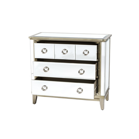 Haward  Champagne Gold 3 Drawer Chest-Clear Mirror