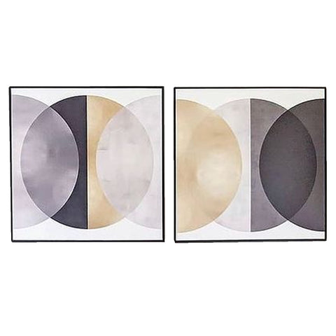 "Overlapping Circles" Framed Canvas Painting Print Artwork Set (2-Piece)