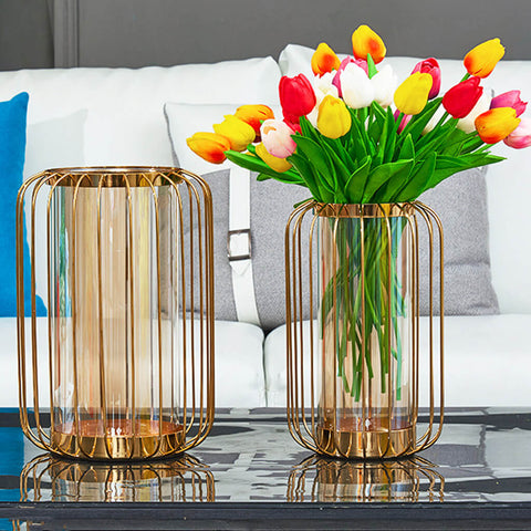 Golden Lines Flower Vase Set (2-piece)