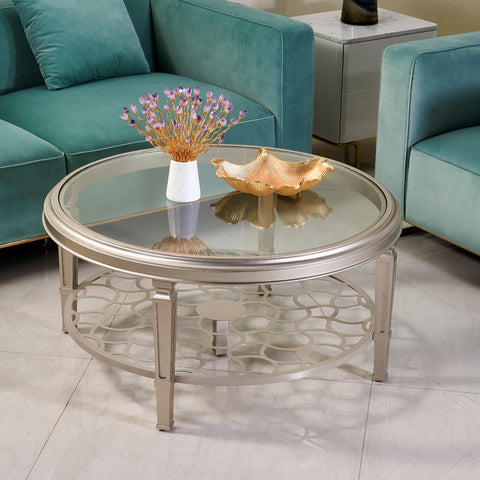 Athena Champagne Gold Round Coffee Table