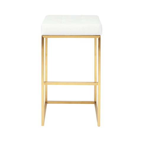 White PU Leather Seat with Gold Stainless Steel Base Counter/Bar Stool