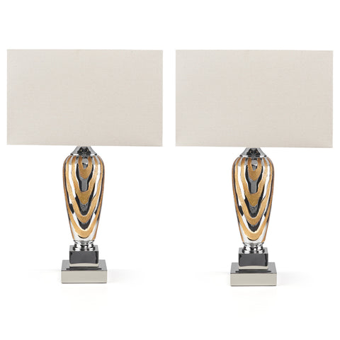 "Choras" 28 inch 1-Light Table Lamp with Chrome Base (2-Pack)