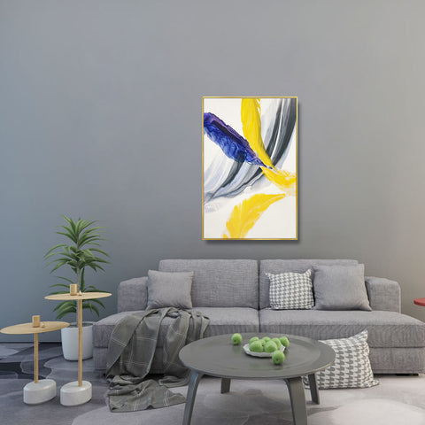 ”Feathers“ Framed Canvas Painting Print Artwork
