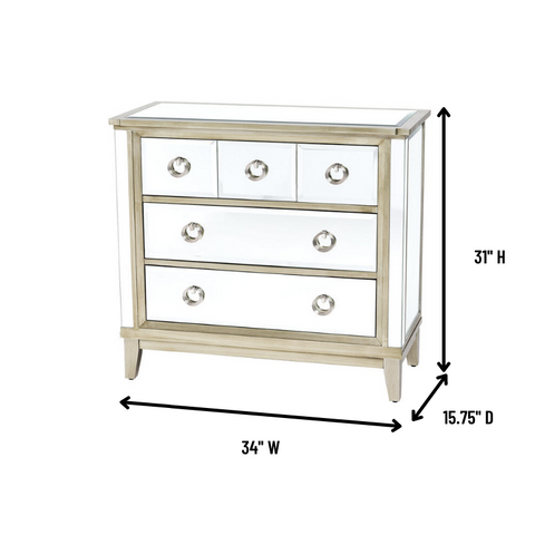 Haward  Champagne Gold 3 Drawer Chest-Clear Mirror