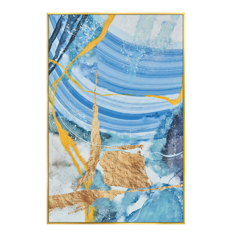 "Golden River" Framed Canvas Hand Painted Textured Artwork Set (3-Piece)