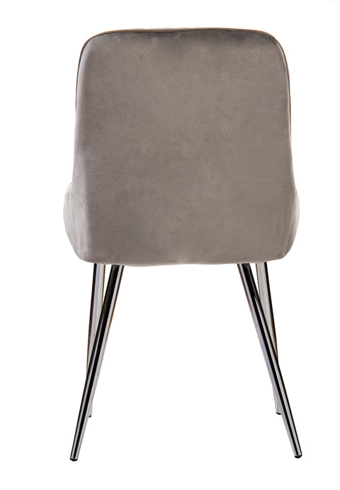 Chaise de salle à manger en velours à motif diamant avec pieds en acier inoxydable (Ensemble de 4) 