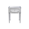 HomeBelongs Zeatrice silver collection 1-drawer nightstand / End Table / Side Table is antique mirror furniture collection. It is hand crafted and hand painted in silver finish.