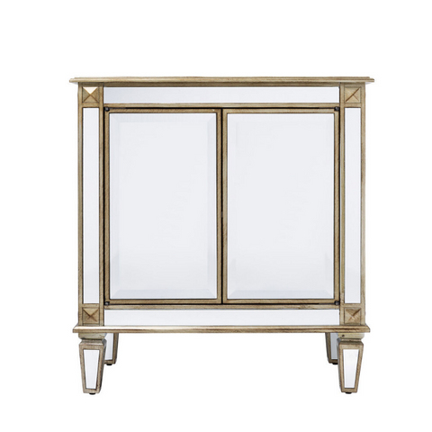 Juillet Exclusif Package-Deux Berrian 30" Wide Champagne Gold Accent Chest-Clear Mirror - Only 1 set left