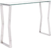Max Console Table in Tempered Glass and Chrome Base