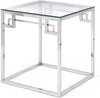 Allen End Table in Tempered Glass Top and Chrome Steel Base