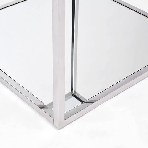 Lucas End Table in Tempered Glass Top and Chrome Steel Base