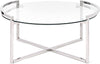 Oscar Round Coffee Table in Tempered Glass and Stainless Steel Chrome Base