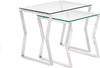 Max Nesting End Table in Tempered Glass Top and Chrome Steel Base