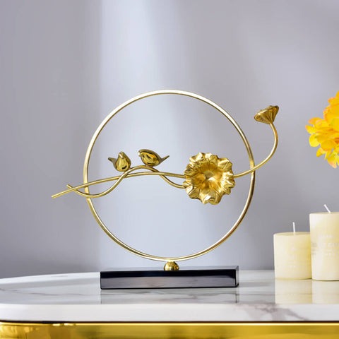 "Birds and Flower" Golden Decorative Accessory