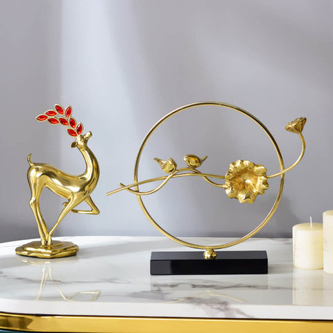 "Birds and Flower" Golden Decorative Accessory