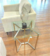Avis End Table in Tempered Glass Top and Chrome Steel Base