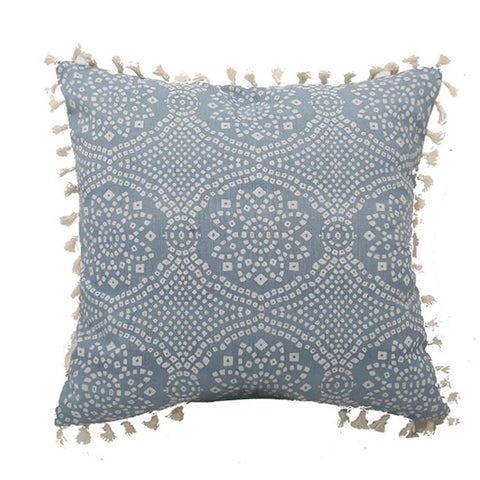 "Henna" Blue Cotton Decorative Pillow Cover 18 inch x 18 inch