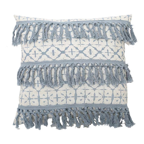 “摇粒绒”蓝色棉质装饰枕套 18 英寸 x 18 英寸