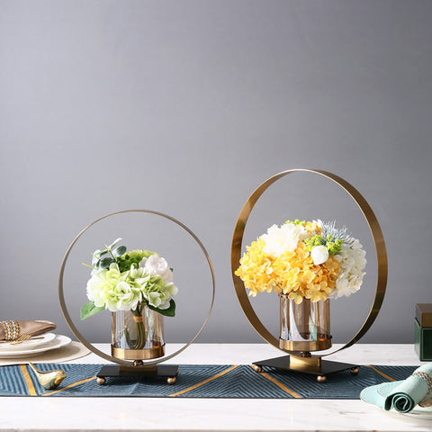 Dyna Decorative Golden Flower Vase Set (2-piece)