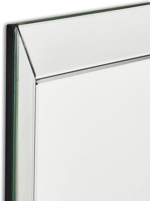 Miroir rectangulaire encadré de 47 pouces x 35 pouces avec bord biseauté et supports de montage doubles - Seulement 1 restant