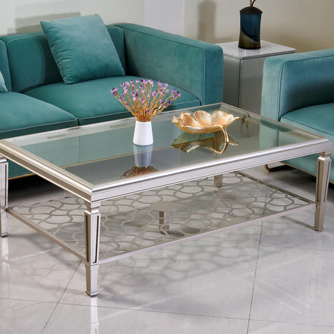 Athena Champagne Gold Rectangle Coffee Table
