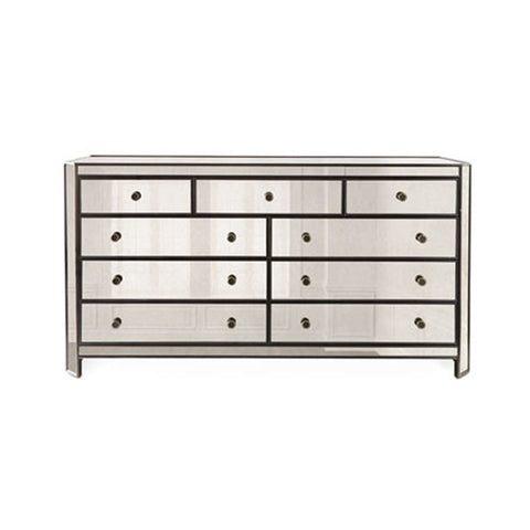 Powell Silver 9-Drawer Mirrored Chest / Dresser