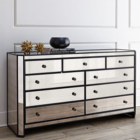 Powell Silver 9-Drawer Dresser and two 3-Drawer Nightstands Package (3-piece)