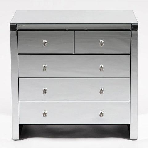 Eva 5 Drawer Dresser In Clear Mirror Finish