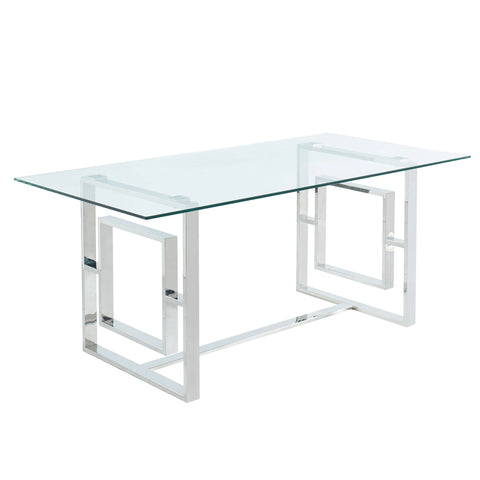 Aos Polished Silver Rectangle Dining Table