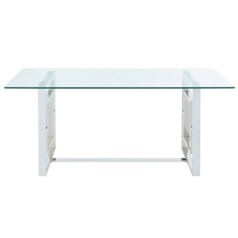 Aos Polished Silver Rectangle Dining Table