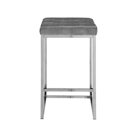 Kirthan 灰色天鹅绒座椅，带不锈钢底座柜台/吧凳