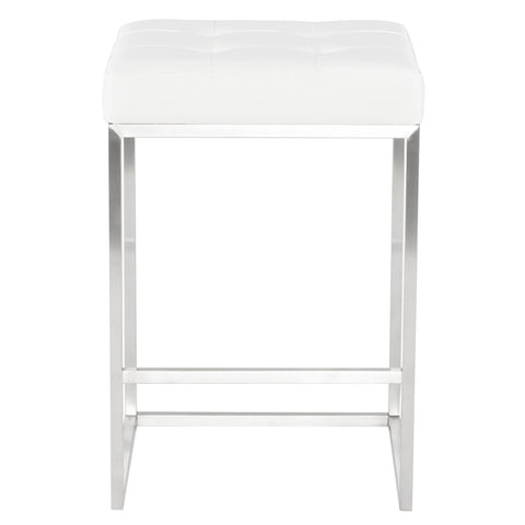 Charlie White PU Leather Seat with Stainless Steel Base Counter/Bar Stool