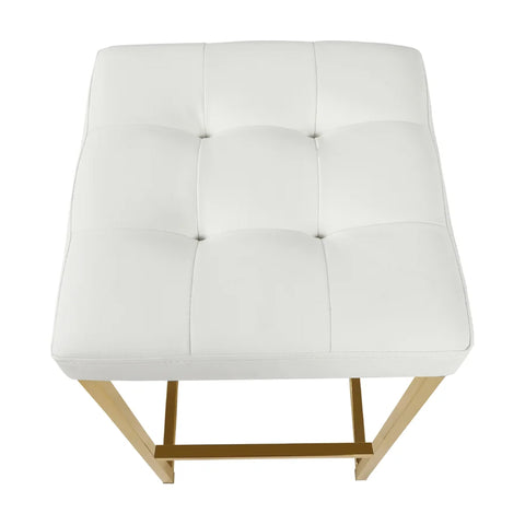 White PU Leather Seat with Gold Stainless Steel Base Counter/Bar Stool