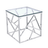 Chelsie End Table in Tempered Glass Top and Chrome Steel Base - Special Price for Limited time