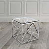 Chelsie End Table in Tempered Glass Top and Chrome Steel Base - Special Price for Limited time