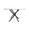Lisa Modern Rectangle Dining Table with Stainless Steel Base in Black and Clear Tempered Glass Top, 51" W