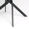 Table de salle à manger rectangulaire moderne Lisa avec base en acier inoxydable et plateau en verre trempé noir et transparent, 51" W
