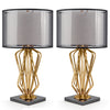Double Zigzag 25 inch 1-Light Double Shade Table Lamp with Marble Base (2-Pack)