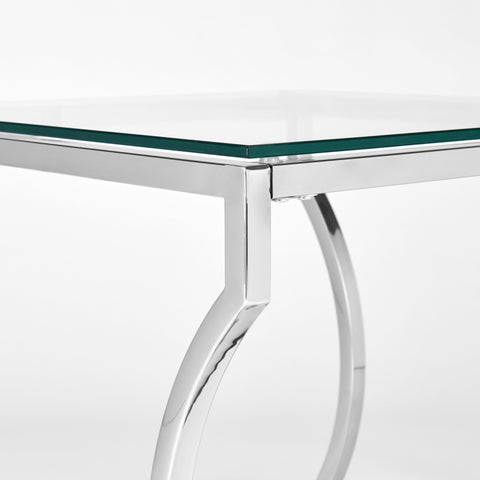 SAM End Table in Tempered Glass Top and Chrome Steel Base