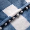HomeBelongs Checkered Flannel Blanket Throw with Pompom Fringe Tassel Nap Blanket for Couch Buffalo Plaid Gingham Velvet Plush Bed Blanket Flannel Fleece All Season Lightweight Blanket, 50 inch x 60 inch (Blue and White)