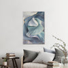 “Blue Silk” Abstract Framed Canvas Painting Print Artwork Set (3-Piece)