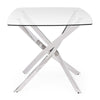 Lisa 现代长方形餐桌，带镀铬不锈钢底座和透明钢化玻璃台面，51 英寸宽