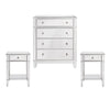 Danielle Silver Antique Mirror One 4-Drawer Chest and Two Nightstands Package (3-Piece)