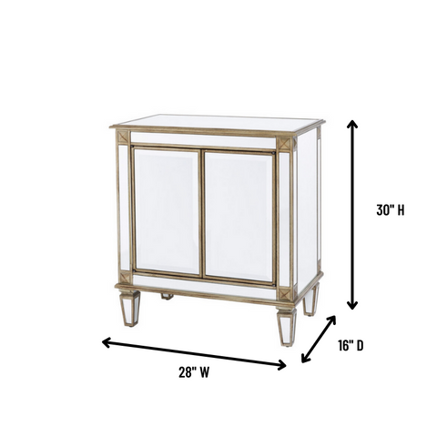 July Exclusive Package-Two Berrian 30" Wide Champagne Gold Accent Chest-Clear Mirror - Only 1 set left