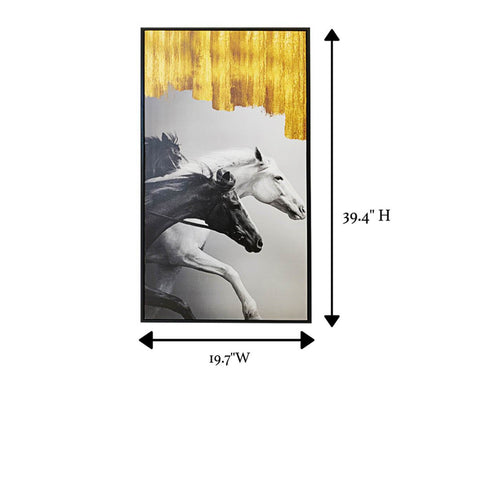 “马”裱框帆布绘画印刷艺术品